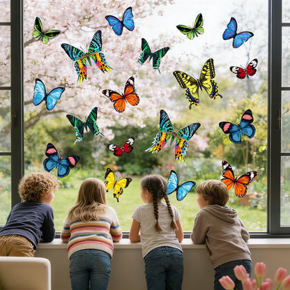 Whaline 24Pcs Colorful Butterfly Window Clings Double-Sided Anti-Collision Window Decals to Prevent Bird Strikes on Glass Non-Adhesive Static Butterfly Cling Stickers for Home Glass Door