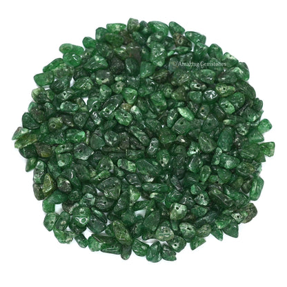 Green Aventurine Pre Drilled Crystal Crushed Chips Beads for Bracelets Making, DIY Handmade Natural Healing Crystals (25 Inch Strand)