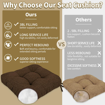 BUYUE Chair Cushion Set for Rocking Chair, Back Pillow & Seat Cushion with Ties, Original Woven Fabric Non-Slip Chair Pads for Elderly Sitting, Chocolate
