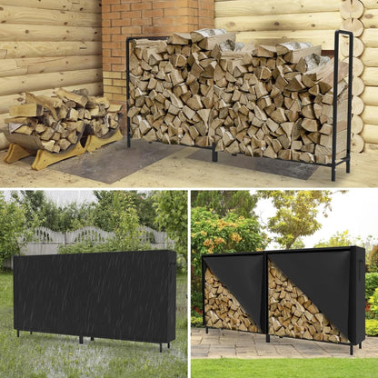 WALMANN 6 ft Firewood Rack with Cover, Heavy Duty Log Rack With Weather Resistant 600D Oxford Fabric Cover, Indoor/Outdoor Wood Holder for Firewood