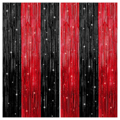 KatchOn Red and Black Fringe Curtain - 6.4x8 Ft Pack of 2 | Red and Black Streamers for Casino Theme Party Decorations | Foil Fringe for Anniversary, Bachelorette | Graduation Decorations 2026