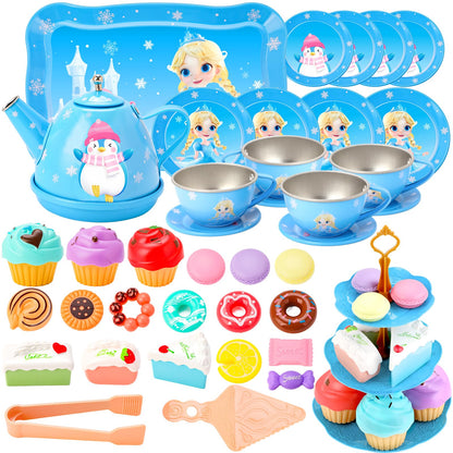 INNOCHEER Tea Party Set for Little Girls Toys, Toys for Kids, Tea Sets for Toddlers 3-5, Pretend Play Kitchen Toy, Birthday Christmas Princess Gifts Toys for 3 4 5 6 7 + Year Old Girls