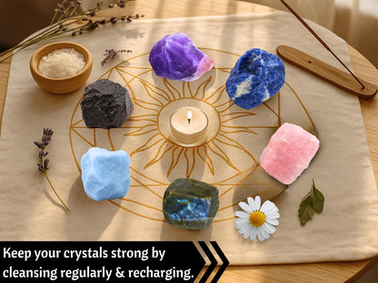 Amazing Gemstone Crystals for Anxiety Manifestation, Set of 6 Amethyst, Sodalite, Labradorite, Angelite, Garnet and Rose Quartz Healing Crystals and Stones