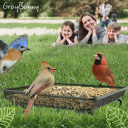 Squirrel Proof Bird Feeder for Outdoors Hanging (Metal Green) | 4 Ports, Chew-Proof & Weather Resistant Backyard Bird Feeder Gift, Garden Yard Decoration (10.25 x 6.25 x 6.25 in)