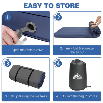 OUTSKIRT Ultralight Self Inflating Sleeping Pad, 4" Thick Camping Mattress with Pump Pack, 9.5 R-Value Insulated Sleeping Mat, Portable Camping Bed for Tent, Car, Truck or Van, 4 Season Camp Mattress