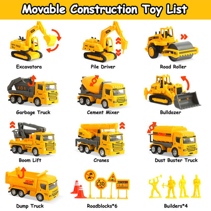 iGRATENS Construction Toys with Sound Books - Dig It! Dump It! Build It! Construction Board Book with 10 Buttons & 20 PCS Toys for 3+ Year Old, Great for Little Alloy Truck Lovers Kids