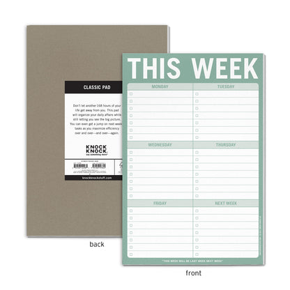 Knock Knock 1-Count This Week Pads, To Do List Notepads, 6 x 9-inches each (Sage Green)