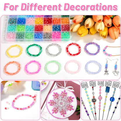 shynek 1400 Pieces 6mm Round Glass Beads for Bracelets, 28 Colors Bracelet Beads, Glass Crystal Beads for Jewelry Making, Bracelet Making and DIY Crafts(Gradient Mermaid Color)