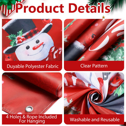 Irenare Christmas Backdrop Merry Christmas Banner Party Decoration Xmas Photography Background Photo Props for Winter Holiday New Year Eve Family Party Decoration Supplies(Snowman)