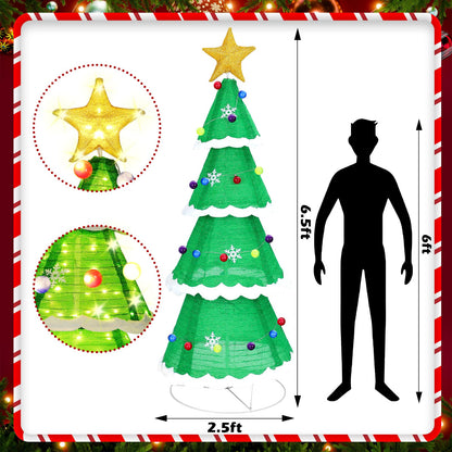 Tujoe 6.5ft Christmas Tree Pop up Indoor Outdoor, 230 LED Lights Holiday Decor with Stakes & Collapsible Holiday Christmas Decoration for Home, Yard, Lawn, Party