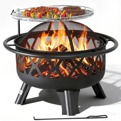 BALI OUTDOORS Outdoor Fire Pit for Wood, Portable Fire Pits for Outside Wood Burning, Patio Firepits for Outside with Grill, Spark Screens