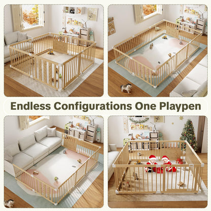 RUMBALUXY Wooden Baby Playpen and Coffee Table