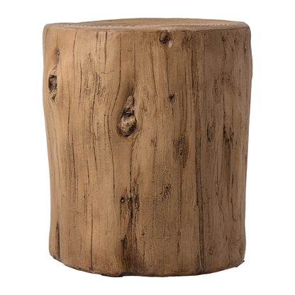 SUNBURY Outdoor Stump Side Table, Faux Wooden Concrete Side Table, Tree Stump Wooden Stool, Patio End Table, Round Outdoor Accent Drum Table, Light Brown Ottoman or Plant Stand