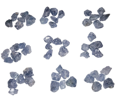 6pc Set Raw Celestite Celestine Small Rough Naturally Semi-Faceted & Semi-Translucent Healing Crystal Gemstone Specimen From Madagascar for Wire Wrapping, Meditation, & Metaphysical Uses