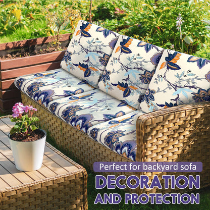 SmoothNovelty 4 Pcs Printed Couch Cushion Covers Stretch Furniture Sofa Washable Floral Replacement Seat Covers for Indoor and Outdoor (Poppy)