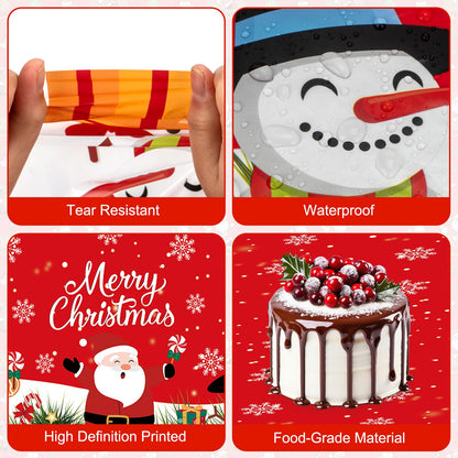 2 Pcs Christmas Tablecloth - Plastic Merry Christmas Table Cloth, Red Disposable Rectangle Cute Santa Claus Snowman Xmas Table Cover for Christma Party Decorations Favors Tables Decor, 108 x 54 Inch