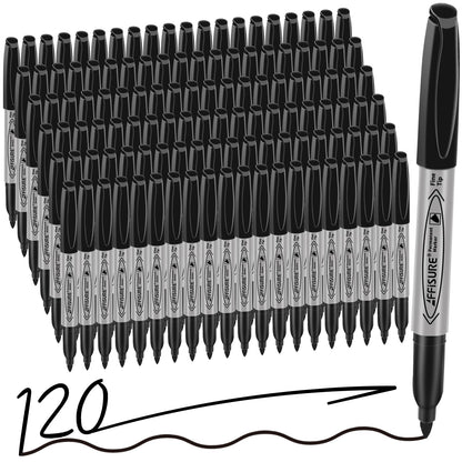 Permanent markers, 120 packs permanent markers bulk, quick drying in one second, waterproof, smooth, not easy to erase, durable, can be marked on glass, tiles and cloth, office supplies,Gray shell
