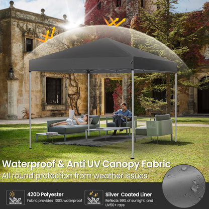 PHONWHON Shades 10x10 Pop Up Canopy, Heavy Duty Beach Tent with Carrying Bag for Easy Moving, Sun Shelter for Parties, Events, Camping, Outdoor Gazebo with 420D PU Coated Waterproof Grey Fabric