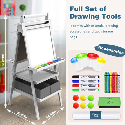 JOYOOSS Art Easel for Kids Ages 4-8 Easels for Toddlers Art Kids Easel Ages 8-12 Wooden Magnetic Whiteboard Chalkboard with Paper Roll for Kid Dry Erase Board Drawing Easels