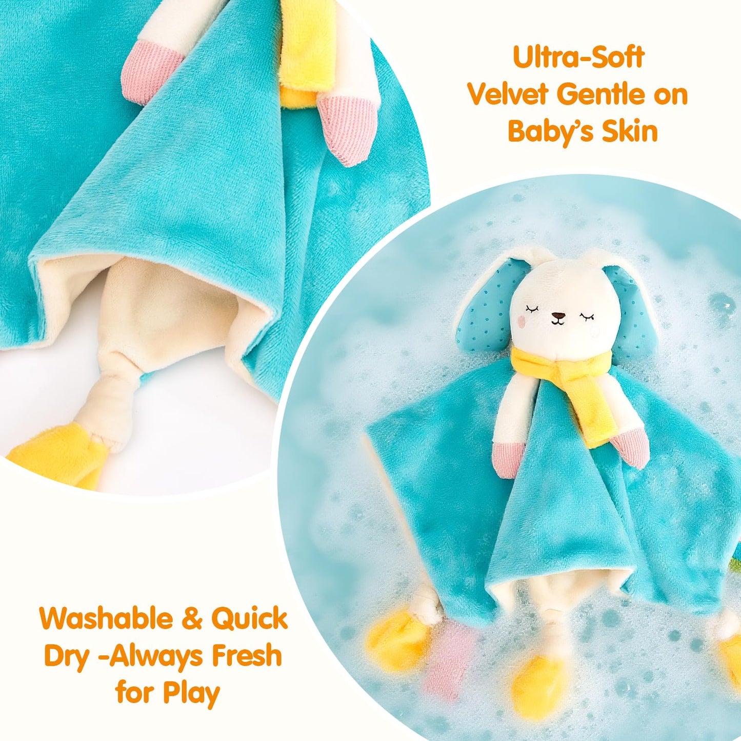 hahaland Baby Lovey Security Blanket, Plush Hanging Sensory Toy with Teether, Rattle & Crinkle for Infant 0-3-6-12 Months, Christmas Set for Boys Girls Snuggle & Play