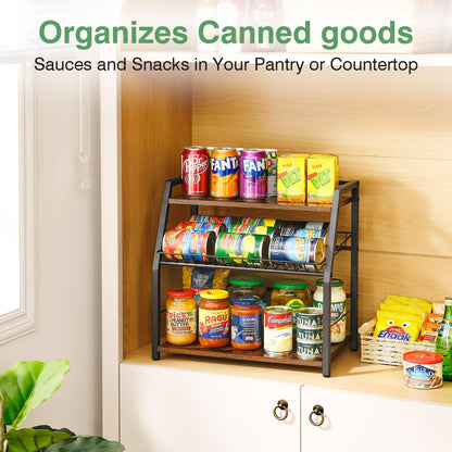 YIYYZI Kitchen Countertop Organizer, Snack Organizer Candy Display Stand Coffee Station Organizer, 3 Tier Wooden Counter Storage for Soda Cans Condiment Tea, for Pantry Office Bathroom, White (Black)