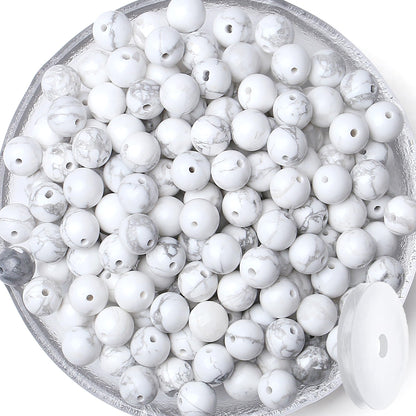 QINJIEJIE 100PCS Howlite Beads 8mm Natural Beads Round Loose Gemstone Bead for Bracelet Beading Crystal Jewelry Making DIY Necklace Earrings 0.32"