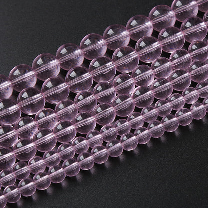 10mm 38pcs Smooth Rose Pink Glass Beads Quartz Crystal Round Loose Beads for Jewelry Making DIY Bracelet Necklace