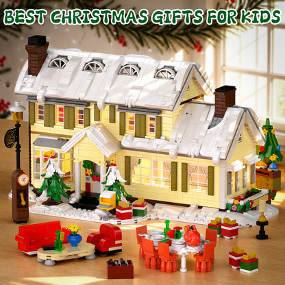 Premium Christmas Holiday House Building Set with LED Light, 2046 PCS DIY Christmas Vacation Snow Village Kit, Collectible Decor for Adults & Family, for Christmas/Birthday Party