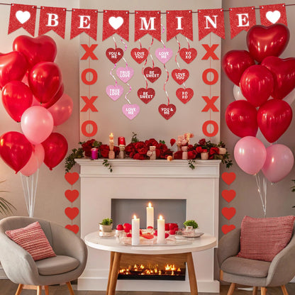 Valentines Day Decorations Valentine's Day Be Mine Decorations Hanging Heart Swirls, BE Mine Love Heart XO Garlands Banner for Valentines Decor Home Classroom Wedding Party Supplies