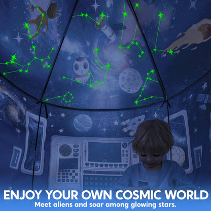 JOYIN Rocket Ship Play Tent for Kids – Glow-in-the-Dark Space Tent with Starry, Astronaut Spaceship Foldable Playhouse for Boys & Girls, Indoor Outdoor Kids Pop-up Play House, Toddler Birthday Toy