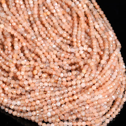 Song Xi 120pcs 3mm Natural Sunstone Gemstone Beads Faceted Round Loose Stone Beads for Jewelry Making (1 Strand)
