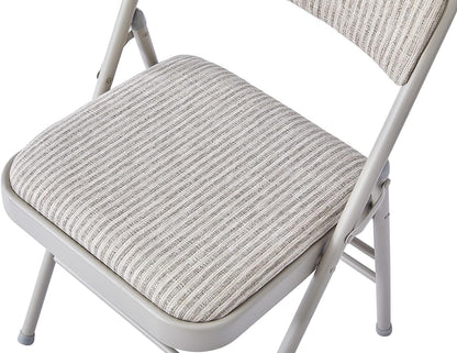 2 Pack Folding Chairs with Fabric Padded Cushion and Back, Commercial Grade Metal Chairs with Comfortable SOFT Fabric Cushion for Home and Office, for Indoor and Outdoor Events (2, White-Fabric)