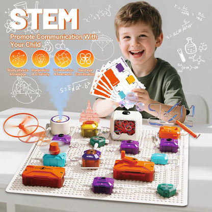 Science Kits for Kids - STEM Kits for Kids, Electronics Exploration Kit, Over 420 Projects, 50 Circuit Parts with Bubble Maker，Fan & Flying Helicopter, STEM Educational Toy Gifts for Boys& Girls