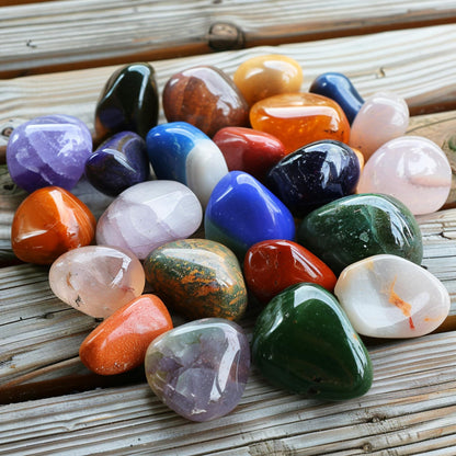 Super Large Polished Ocean Jasper Healing Crystal Stone – 1 Pc 1.2" Worry Stone for Anxiety, Pocket Palm Gemstone, Handpicked Natural Tumbled Rock for Meditation, Reiki, Chakra, Home Decor