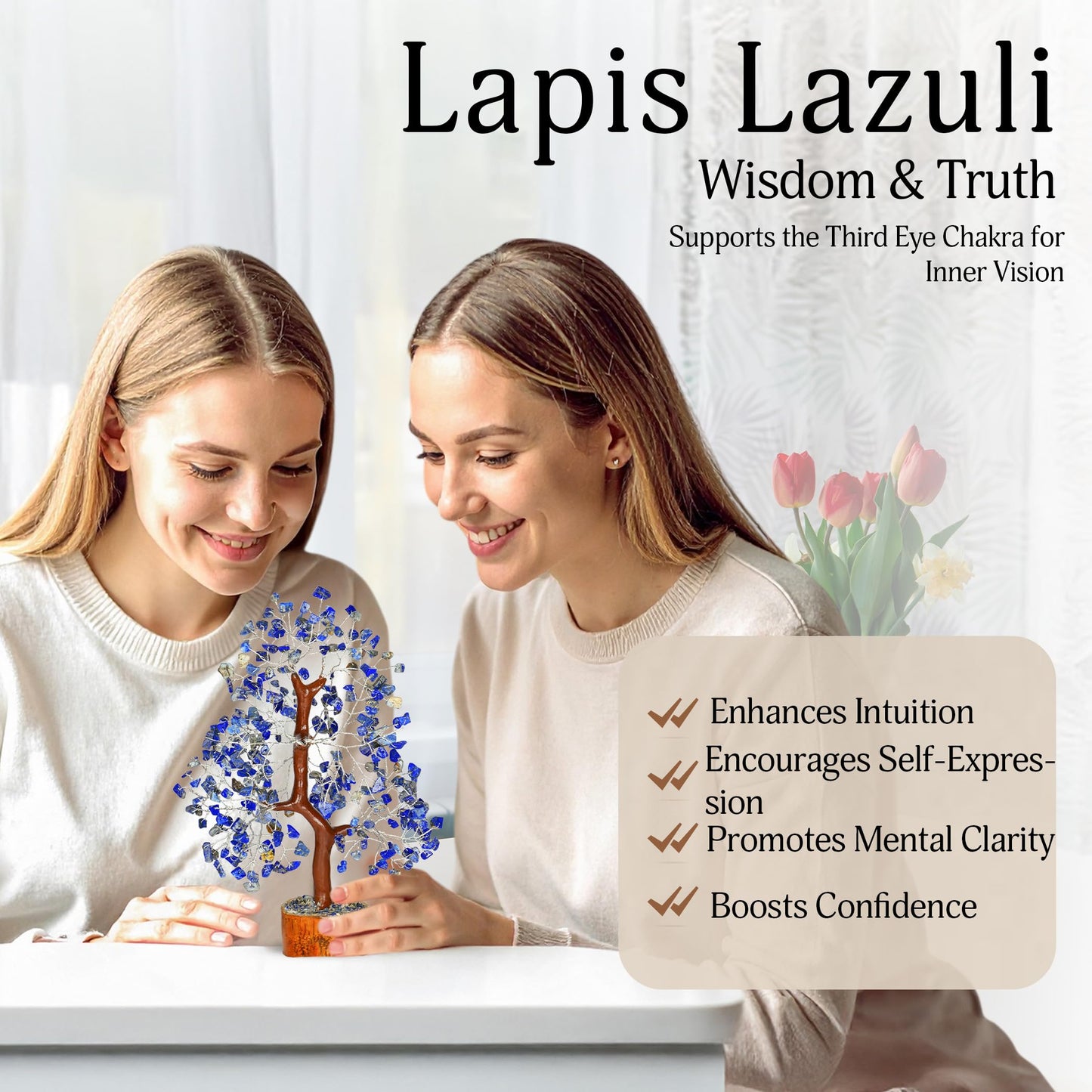 YATSKIA Lapis Lazuli Crystal - Crystal Tree - Feng Shui Decor - Tree of Life - Meditation Accessories - Desk Decorations, Spirtual Things, Good Luck Gifts