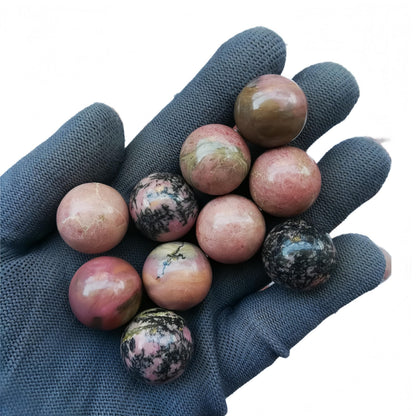 Sunshcat Natural Rhodonite 0.78 Inchs Crystals and Healing Stone Ball Set,Home Desktop Feng Shui Array Decoration(7 Pieces) ﻿