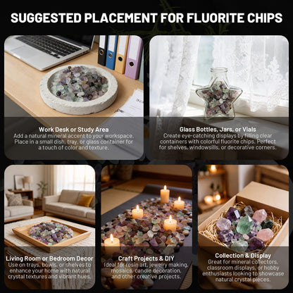1.1lb Natural Crushed Fluorite Crystal Tumbled Chips-Healing Crystals Chips Bulk, Crushed Crystal Gemstones for Crafts, Beautiful Package for Gift (Fluorite)