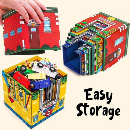 Atoylink Toddler Sorting and Stacking Toys with Magnetic Wooden Cars & Community Helpers, Baby Number Blocks Nesting Boxes Preschool Learning Montessori Toys for 1 2 3 Year Old Boys Girls Gift