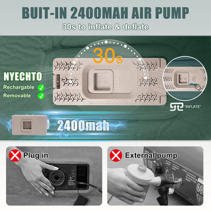 Self Inflating Sleeping Pad with Electric Pump, 3.14" Ultra-Thick Memory Foam Sleeping Mats for Camping,Easy Inflate&Deflate,9.5 R-Value Insulated Camping Mattress Pad with Pillow for Car Travel Tent
