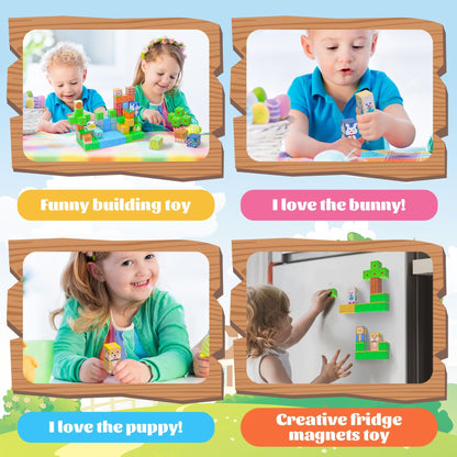 SKTMYY Magnetic Blocks-120pcs Farm Magnetic Building Blocks for Kids, STEM Sensory Magnet Blocks Cubes Toys for Toddlers Boys & Girls Ages 4-8