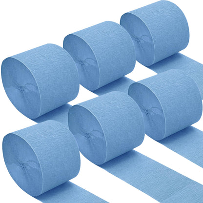 Oun Nana Dusty Blue Crepe Paper Streamers Party Decorations, 6 Rolls 738 Ft Party Streamers for Birthday, Baby Shower, Wedding, Graduation, Backdrops, Ceilings and DIY Crafts