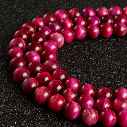 35pcs 10mm Natural Magenta Tiger Eye Beads Gemstone Beads Round Loose Beads for Jewelry Making