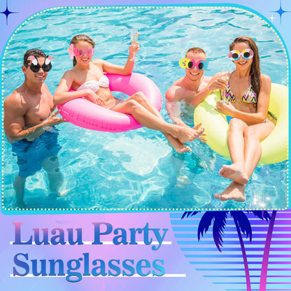 Junkin 24 Pairs Luau Party Sunglasses Funny Hawaiian Tropical Glasses Favors Novelty Fancy Eyeglasses Photo Booth Props for Adults Teens Birthday Summer Beach Themed Party Supplies Decoration