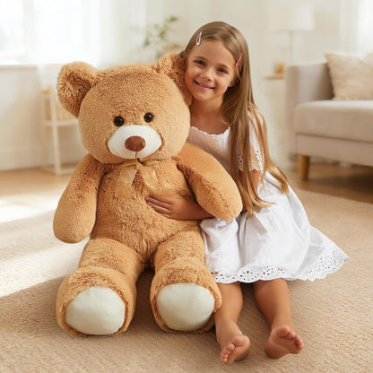 HollyHOME Big Teddy Bear Large Teddy Bear Stuffed Animal Birthday Valentines Day Plush for Kids and Girlfriend 36 inch Tan