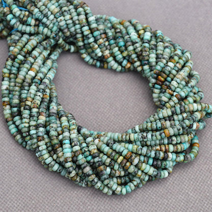 BONNY BOXX 1 Strand (150PCs) Natural 2 * 4mm African Turquoise Rondelle Beads, Natural Abacus Disk Stone Beads Loose Spacer Gemstone for DIY Bracelet Necklace Jewelry Making