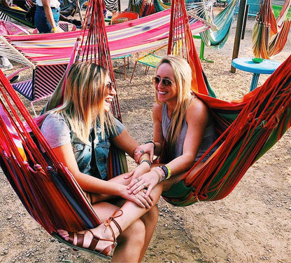 Hammock Chair Hanging Rope Swing Seat for Indoor Outdoor, Sturdy Cotton Weave Hammock Swing, Max 300Lbs Hanging Hammock Chair (Pole and Pillows NOT Included, Gray)
