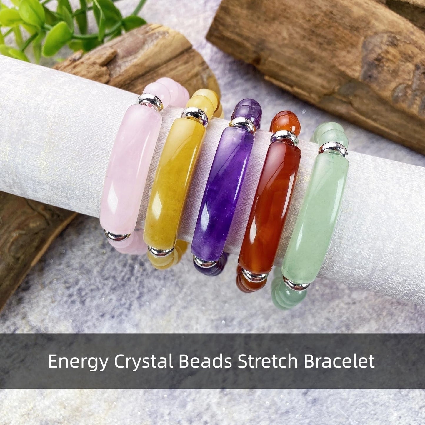 EDEN'S CALL 8mm Healing Crystal Beads Stretch Bracelet Handmade Good Luck Energy Chakra Stone Beaded Bangle, Amethyst