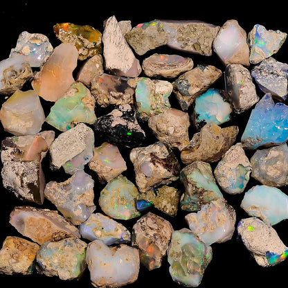 GEMKORA 100 cts Ethiopian Opal Raw, Fire Play Opal, Opal Supply, Jewelry Making Stones, DIY Crystals, Chakra Opal, Healing Opals, Birthstone, Good Luck Gemstones, Opal Rough