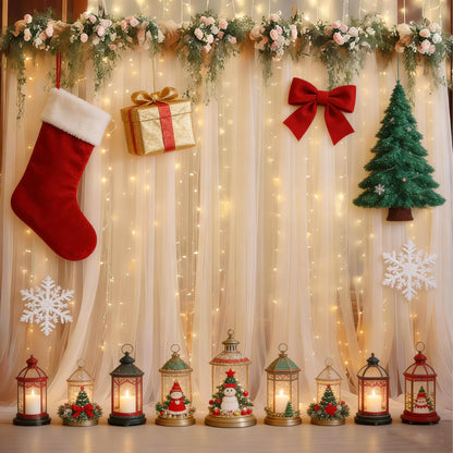 10x10ft Champagne Tulle Backdrop Curtain with Lights String for Parites, Sheer Photo Backdrop Curtains for Wedding Ceremony Bridal Shower Baby Shower Birthday Party Photo Shoot Background Decorations