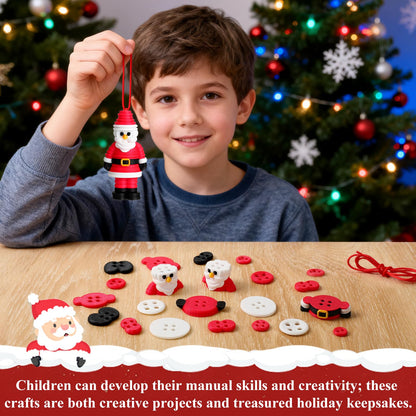 Button Christmas Tree Ornament Kits, DIY Christmas Button Ornament Making Set,Fun Christmas Buttons Crafts Making Set,Tree Hanging Decorations(2PCS-B)